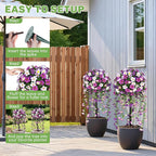 Grooy Artificial Plants Flowers Topiary Ball for Outdoor, 2 Pack Fake Purple Silk Morning Glory Plant Bushes, UV Resistant Realistic Plants Shurbs for Outside,Front Porch,Patio,Yard