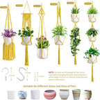 Macrame Plant Hangers, 6Pack Hanging Planters for Indoor Plants w/ 6 Set Hangers Kit Handmade Macromay Plant Hangers Indoor Flower Pots Holder Stand for Boho Home Décor (POTS NOT Included)
