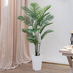 Palm Tree 5FT Artificial, 60in Tall Faux Palm Tree with 15.7 White Planter, Fake Potted Tree for Indoor & Outdoor Home Office Decor