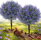 PATIO CHOICE Artificial Topiary Boxwood Ball Trees with Lavender Set of 2 22" Artificial Faux Plants Realistic Bushes Fake Shrubs Decorations for Outdoor Indoor Front Porch Garden