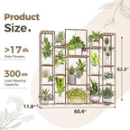 Bamworld Plant Shelf Indoor Hanging Plant Stand Outdoor Large Plant Shelves Tall Flower Holder wooden plant stand for Multiple Plants Plant Rack for Living Room Balcony Decor Garden Clearance Deals 17 Pots Plant Table