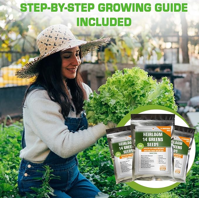Supreme Set of Heirloom Medicinal Herb, Lettuce, Greens and Salad Seeds - USA Grown - Total 24 Individual Non-GMO Heirloom Seeds for Planting Home Garden Indoor Outdoor and Hydroponic