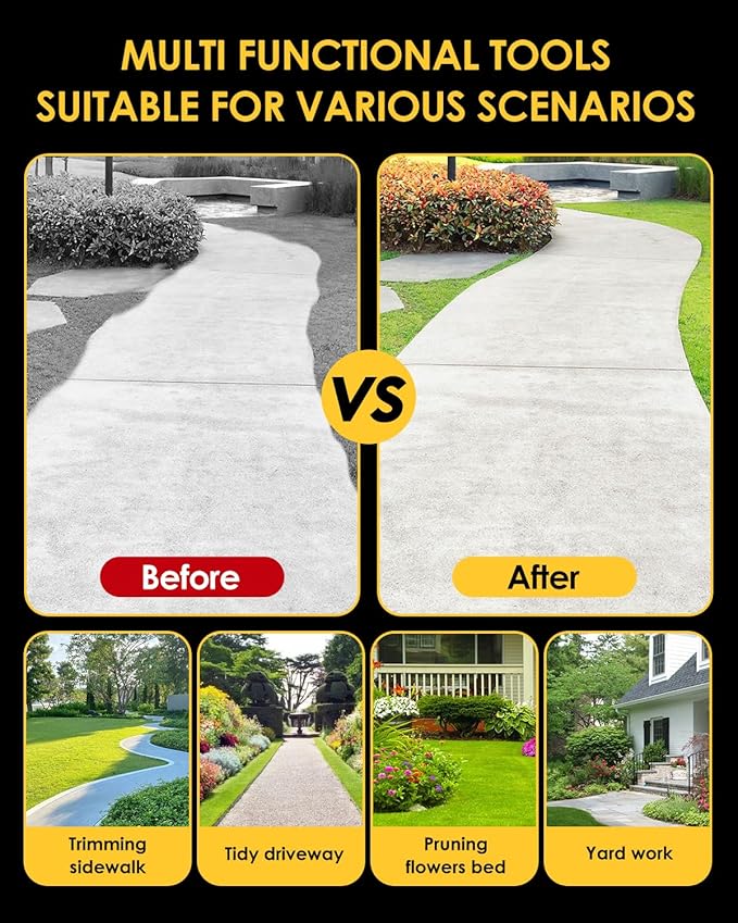 Luvenia Manual Edger Lawn Tool, 42-Inch Solid Steel Lawn Edger with 30 Sharp Serrated Teeth, 9-Inch Wide Non-Slip Foot Plate，Half Moon Edgers for Sidewalk Driveway Flower Bed Edging, Rust-Proof