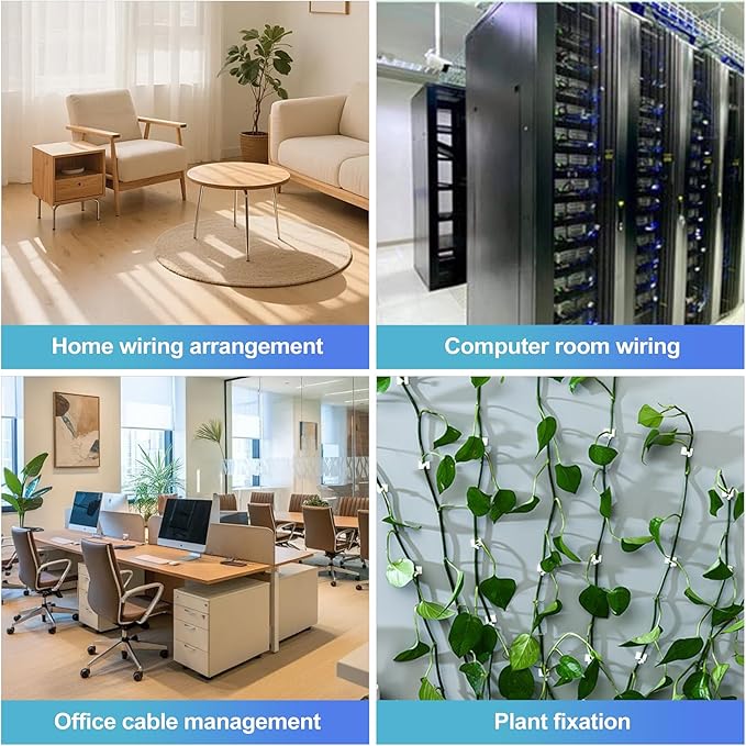 CoguZed 100 Pcs Plant Climbing Wall Fixture Clips, Self-Adhesive Plant Support Hooks for Indoor Outdoor Vines, White Sticky Vine Wall Clips, Multipurpose Wire Cable Organizer for Home Garden Decor