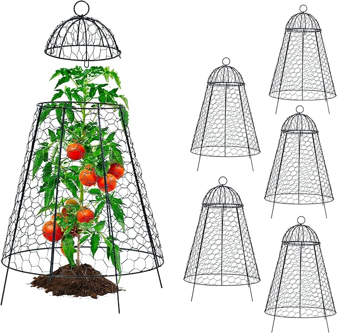 Life Finds Chicken Wire Garden Cloche Set, Protective Plant Cover for Flowers and Produce with Removable Top, Protection from Animals, Pack of 6, LF-GC6P