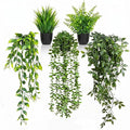 5 Pack Fake Plants - Artificial Hanging Plants & Small Potted Faux Eucalyptus Fern Ivy, UV Resistant Maintenance-Free, for Shelf Wall Desk Home Office Bathroom Indoor Outdoor Decor