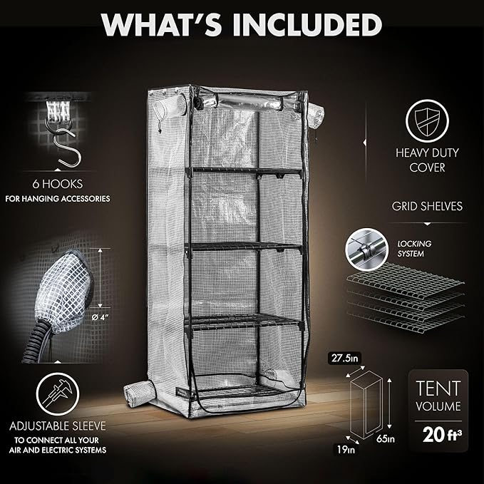 Mushroom Grow Tent, Martha Tent for Mushroom Growing kit, Small Greenhouse for Indoor, Mini Greenhouse Indoor, Mushroom Fruiting Chamber, Grow House that fit monotub, Grow Cabinet