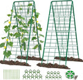 2 Pack Cucumber Trellis, 59" High Foldable A-Frame Garden Trellis for Raised Bed Garden Grow Support with Plant Support Clips Ties for Cucumber,Tomato, Climbing Plants and Flowers