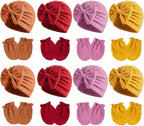 Newborn Baby Girl Hats Mittens Set Cotton Hospital Bow Hat Beanies Caps Gloves for New Born Girls 0-6 Months