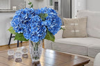 ZYTUYO 3 PCS Dark Blue Hydrangea Real Touch Artificial Flowers 21'' Latex Large Hydrangea with Long Stems for Wedding Table Centerpieces Indoor Kitchen Spring Home Decor Outdoor Porch