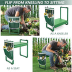 FLINTER Wider Garden Kneeler and Seat, Heavy Duty Thick Gardening Bench for Kneeling and Seat - Garden Kneelers for Seniors, Gardening Stools for Women, Grandparents, Gardeners, Green