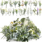FOIMAS 36Pcs Mini Fake Green Leaves, Artificial Faux Plants Leaves Flowers for DIY Craft Small Bouquets Bridal Baby Shower Envelope Cakes Gifts Home Party Wedding Anniversary Decoration