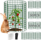 10 Packs Plant Protectors from Animals, 30Pcs 12"x 16" Large Metal Wire Mesh Garden Plant Cages for Outdoor Gardening, Chicken Wire Cloche Plant Cages for Rabbits with Zip Ties & Stakes(Green)
