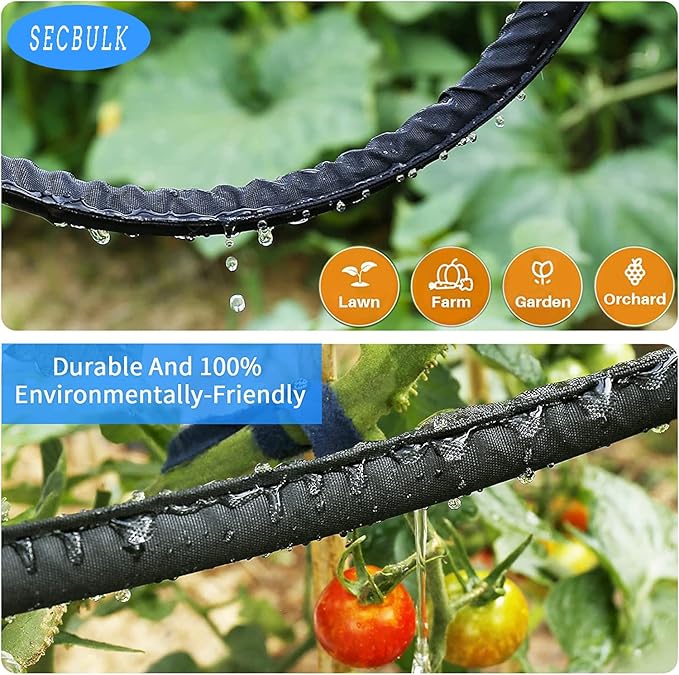 2026 Flat Soaker Hose 10 ft with Stakes for Garden, 10ft Linkable Drip Hose Diy Garden Irrigation System Saving 80% Water, Dual-layer Leak-free Design Water Hose with Holes