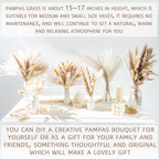 70PCS Natural Dried Pampas Grass Boho Home Decor Bouquet Phragmites Dried Flowers Bouquet for Wedding Floral Arrangements Living Room Decorations (70PCS)
