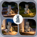 Solar Watering Cat Garden Statues Decor Waterproof Figurine Resin Sculpture Gift for Mom Grandma, Outdoor Decorations for Porch Patio Lawn Yard Home House Gardening Birthday Housewarming (Cat)