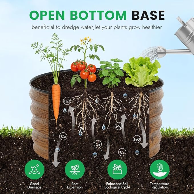 INNO STAGE 3 Pcs Round Galvanized Raised Garden Bed — 2×2×1ft Planter Box Outdoor Raised Beds Kit for Gardening Vegetables, Fruits, Herbs, and Flowers, Grain