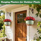 3-Piece Set of 10-Inch Hanging Planters with Automatic Watering System and Drip Tray, Includes Metal Chain, Suitable for Various Indoor and Outdoor Plants and Flowers, Green Brown