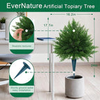 2Pack Artificial Cedar Topiary Ball Trees,16'' UV Resistant Fake Evergreen Shrubs Bushes Plants with Ground Spike Fake Plants for Outdoor Indoor Front Porch Garden