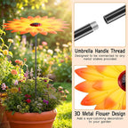 Axcoix 2 Pack Metal Plant Umbrellas for Outdoor Plants, 12" Realistic Flower Design Garden Plant Umbrella Shade, Decorative Sun Shade Disk for Plants, Potted Plants, Garden Beds