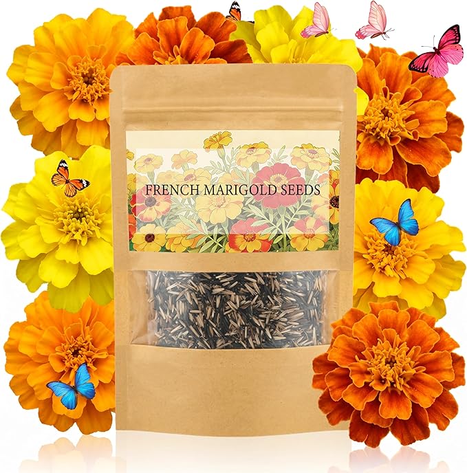 LUOJIBIE French Marigold Seeds for Planting Outdoors, Giant Marigold Flowers Seeds Bulk for 2026, Over 8,500+ Seeds Prolific Blooms, Ideal for Vibrant Pollinator Gardens