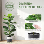 Suntee 2 Pack Artificial Fiddle Leaf Fig Tree, 30" Ficus Lyrata Fake Plants with Pots, Floor Plant Outdoor Faux Plants for Living Room, Corner, Office, Patio, Windowsill Decor