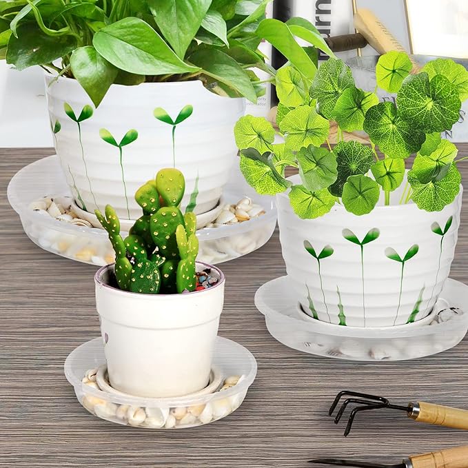 SupKing 2 Pack 12 Inch Plant Saucers Drip Tray Heavy Sturdy Plastic Flower Pot Saucers for Indoor,Clear Plastic Planter Water Tray for Plant Pots Liners (12''-Clear)