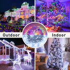 JMEXSUSS 200LED 66Ft Connectable Christmas Lights Indoor Outdoor Clear Wire | White to Multicolor String Lights | Twinkle Fairy Light Plug in for Bedroom Classroom Wedding Tree Patio Xmas Decor