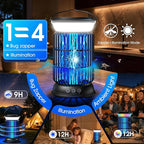 Solar Bug Zapper Outdoor, Powerful 4200V Electric Mosquito Zapper with Upgraded Mosquito Attraction Light, Auto On/Off, IPX6 Waterproof Insect Zapper for Patio, Garden & Camping