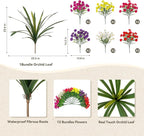 INXUGAO Artificial Flowers for Spring Outdoors Fake Plants Outside, 13 Bundles Silk Morning Glory with Eucalyptus UV Resistant Realistic Faux Flowers for Porch Planter Garden Patio Decor (Six Mixed)