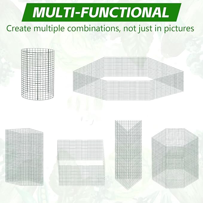 18 pcs 24"x 12" Large Wire Plant Protectors Cages to Keep Animals Out,6 Pack Mesh Plant Cage Chicken Wire Cloche with Ground Stakes and Nylon Ties Protect Plants,Garden,Shrubs and Vegetables(set of 6)