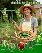 Joyhalo A-Frame Cucumber Trellis for Raised Beds, 47" Hx 57" L Adjustable Size, Garden Trellis for Climbing Plant Outdoors with Climbing Net and Plant Support Clip for Vegetable Vine Pea Bean Tomato