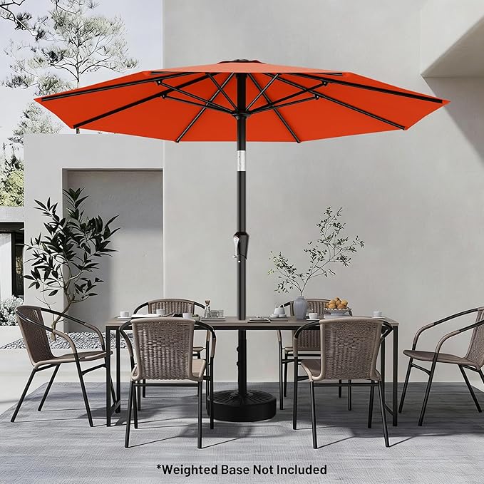 AreShark 9 FT Patio Umbrella for Outdoor, Outdoor Table Umbrella with Push Button Tilt and Crank, Outdoor Patio Umbrellas with 8 Sturdy Ribs for Market, Garden, Pool (Orange)