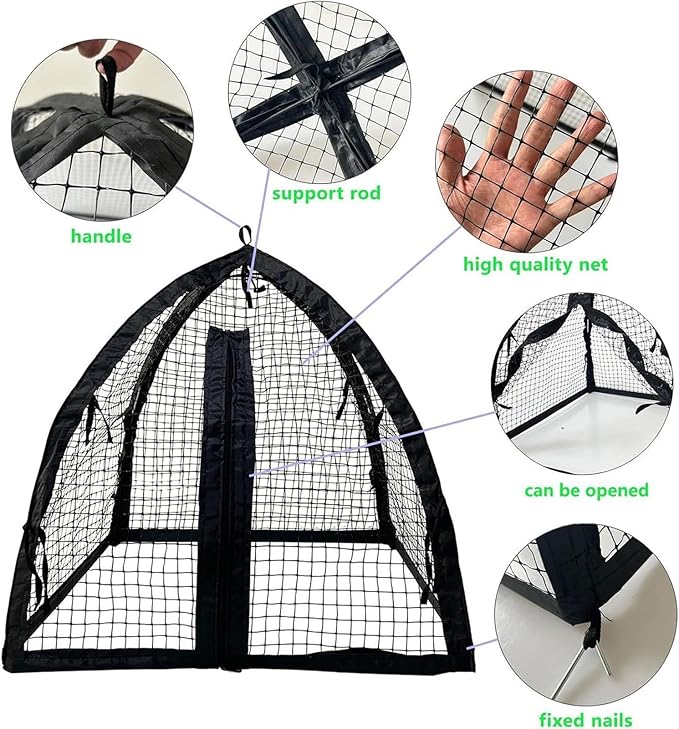 Plant Covers from Animals - 22x22x22in Fruit Safety Support,with Stakes Zipper Animal-Proof Mesh Plant Cage - for Flower Vegetables Chicken Bird Squirrel Rabbit Prevention Outdoor Balcony Yard Garden