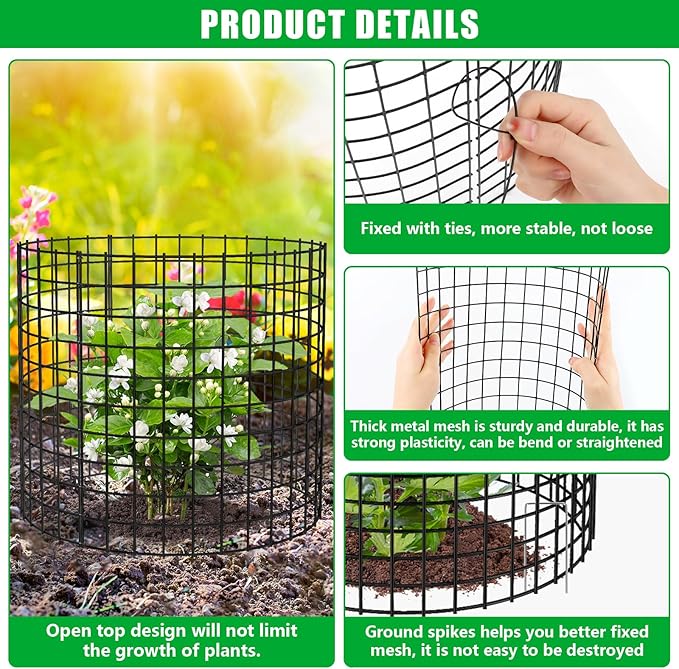 10 Pack Plant Protector from Animals, 13x12 inch Wire Plant Cages Mesh Plant Cage Garden Plant Protector, Sturdy Bunny Barricades Chicken Wire Cloche Plant Protectors for Keeping Bunny Animals Out
