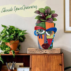 Midogaigai Abstract Face Planter Pots for Plants,Hand-Painted Colorful Flower Pots with Drainage, Indoor Outdoor Garden Decor Gift(Modern,Large)