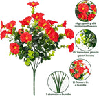 Artificial Faux Flowers for Outdoor 16 Bundles Boxwood Fake Morning Glory for Planter,UV Resistant Fake Flowers for Home Porch Patio Outside（7 Color）