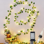 HEYFUNi Vines with Lights, 23 Ft 73 Led Faux Pothos String Lights Plug in, Leaf Lights for Bedroom, Wall, Balcony, Wedding Decor, Warm White
