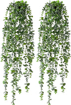 Artificial Hanging Plant 2 Pcs Faux Plant Ivy Vine Faux Eucalyptus Vines Fake Potted Greenery for Wall Living Room Home Shelf Office Bathroom Outdoor Indoor Decor (Type 6)