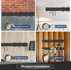 Sttoraboks Garage Tool Storage Rack, Heavy Duty Garage Storage Organizer Rack System Wall Mounted Tool with 12 double hooks, 4 rails Garden Tool Rack