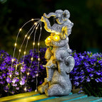 Pohabery Solar Garden Decor Elephant Statue Outdoor, Luck Triple Elephant Decorations for Yard Porch Lawn Patio - Ideal Gifts for Women Mom Grandma Senior Elder or Birthdays 12"