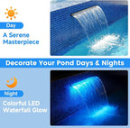 POPOSOAP 24 Inch Pond Waterfall Spillway Kit, RGB Multi-Color LED Lights Pond Waterfall with 1200GPH Pond Pump & 304 Stainless Steel, APP/Remote Control for Pond Garden Fish Tank Water Features-P46DC