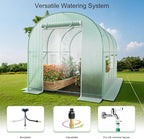 10x7x7 Walk-in Greenhouse with Watering System, Heavy Duty Green House for Outdoors, Portable Green Houses for Outside, Winter Hot House with Metal Frame & Roll-up Zipper Door Screen Windows