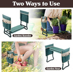 Garden Kneeler and Seat - 2-in-1 Foldable Garden Kneeling Pad and Stool with Removable Pockets for Gardening Tools - Gardening Gifts for Women, Mom, Dad, Seniors or Grandparents by Pure Garden (Green)