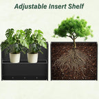 Metal Tall Planter 38" L x 12" W x 30" H, Long Rectangular Planter Box with Drainage Holes & Removable Shelf – Heavy Duty Steel Planter for Tall Plants, Flowers or Shrubs