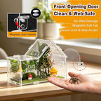 Jumping Spider Enclosure, Acrylic Cabin Terrarium with Sloped Roof & Magnetic Front Door, for Arboreal Pets, Mantis, Small Reptile Habitat (Green, L 7.9",W 3.9",H 5.9")