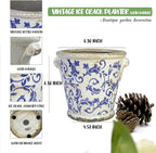 Dosayes Vintage Ceramic Flower Pot with Drainage Holes and Handle,Ice Crack Country Rustic Planters for Indoor Outdoor,Tuscan Decor,Home and Garden Decor,Gardening Present