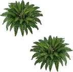 38In Artificial Boston Ferns Bush, Set of 2 Large Faux Ferns Plants, 47 Branches Fake Ferns for Home Living Room Decor, Indoor and Outdoor