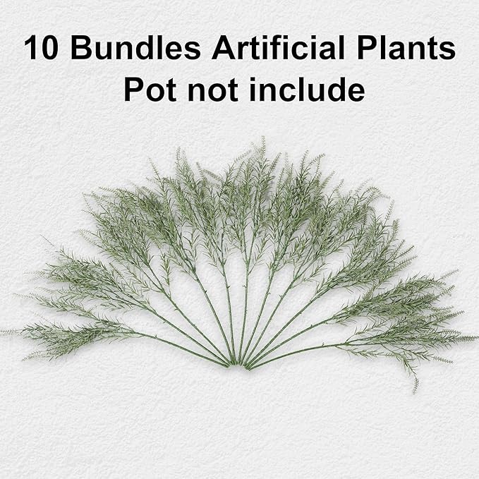 HyeFlora Artificial 10PCS Greenery Plants Stems Fake Rosemary Bush Faux Grass Sprigs Branches Real Touch DIY Sage Stem for Festival Home Kitchen Garden Party Farmhouse Office Decor