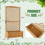 HAPPYGRILL Raised Garden Bed with Trellis, 71" Planter Raised Bed with Drainage Holes, Freestanding Garden Planter for Vine Climbing Plants, Wooden Planter Box for Yard Balcony(2, Yellow)
